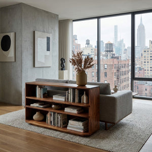 Minimal Natural Wood Console Table For Living Room Storage