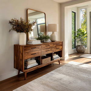 Modern Wooden Console Table With Open Shelf For Entryway