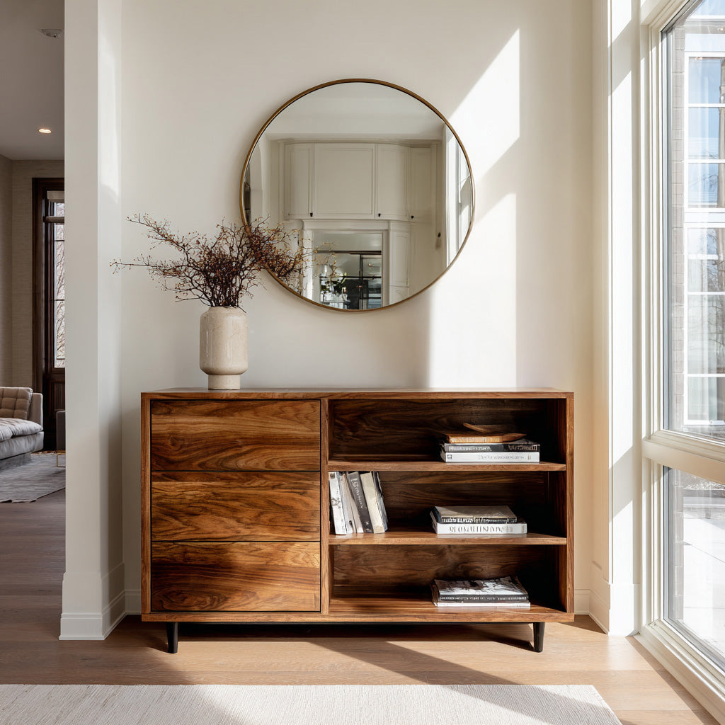 Elegant Natural Wood Console Table For Small Living Room