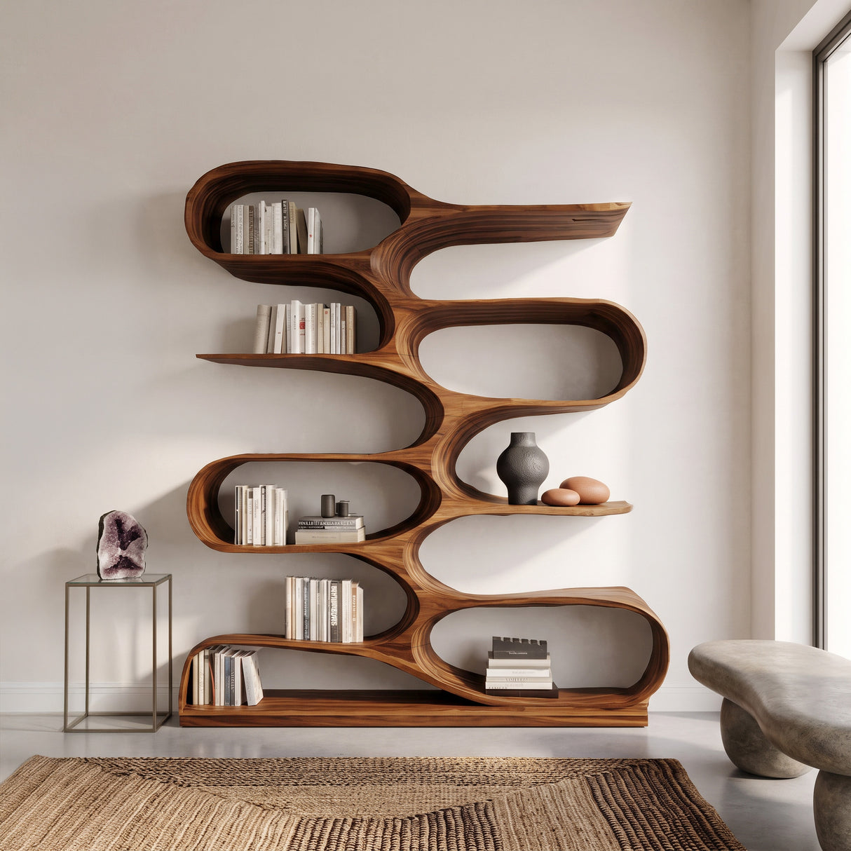 Organic Living Room Bookshelf For Home Decor