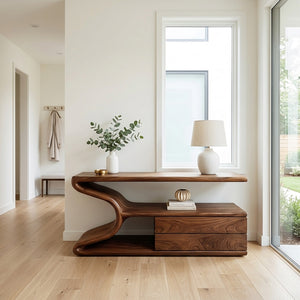 Modern Wooden Console Table With Storage For Statement Living Space