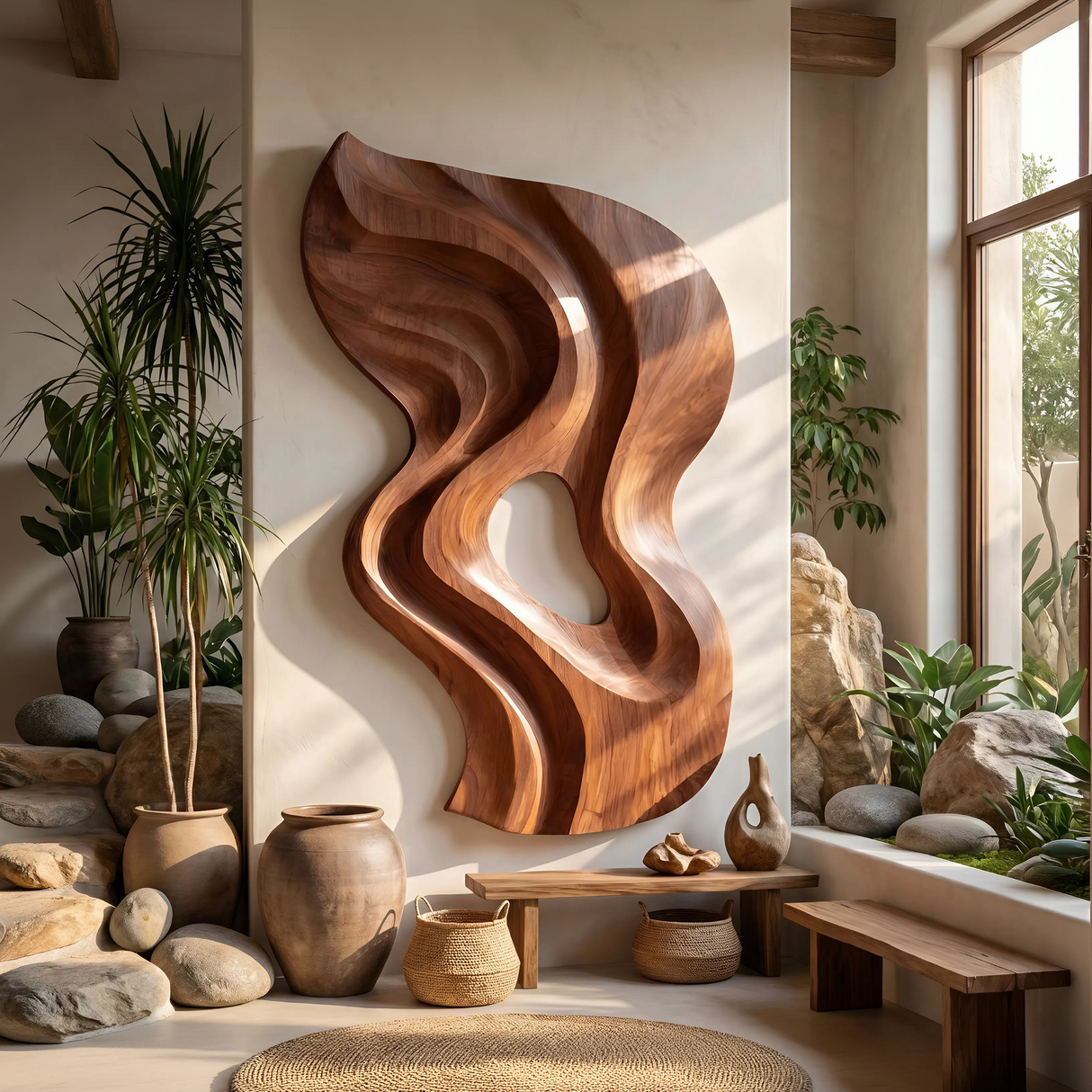 Minimalist Abstract Relief Wall Panel Decor For Study Space