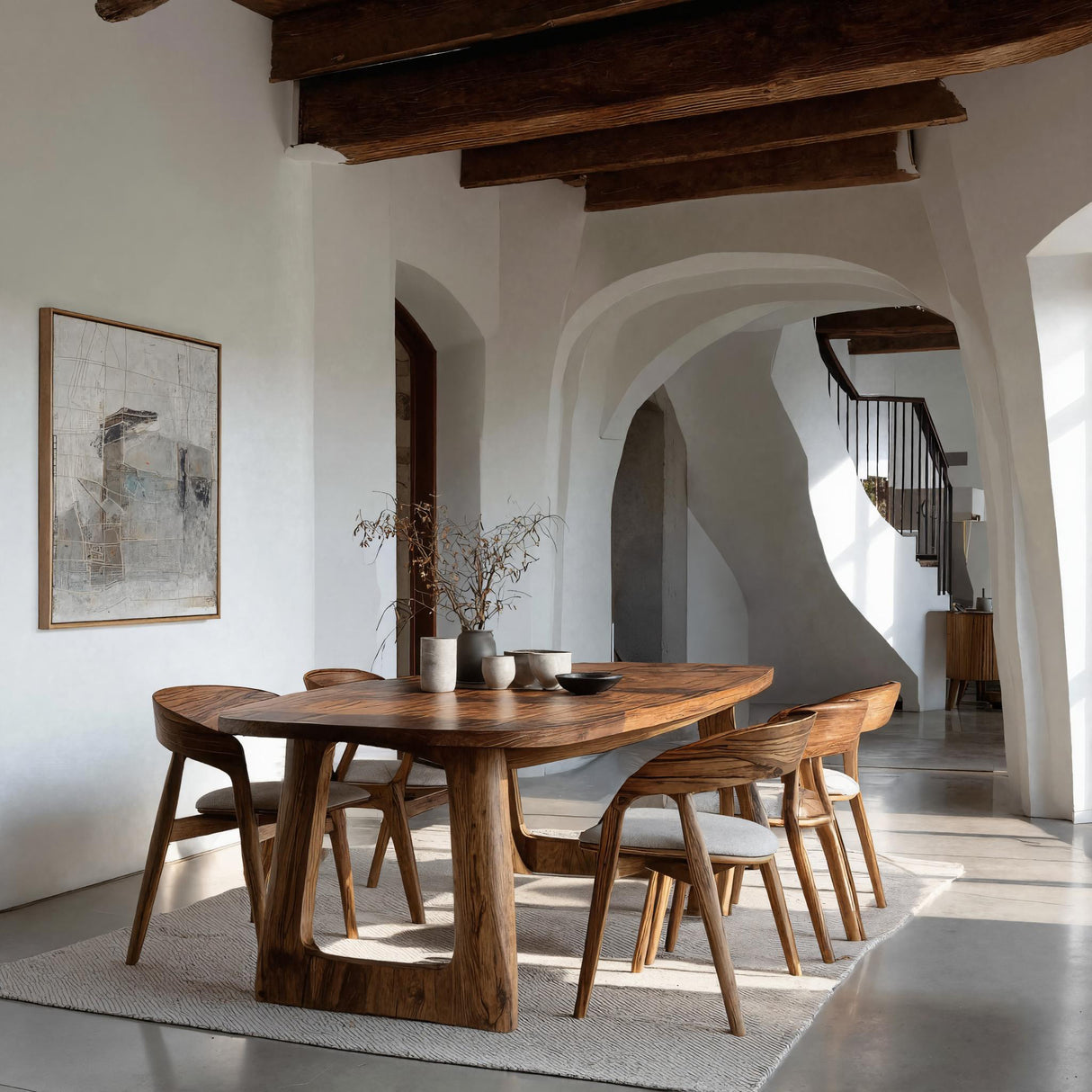 Organic Contemporary Dining Table With Sculptural Elegance For Dining Room