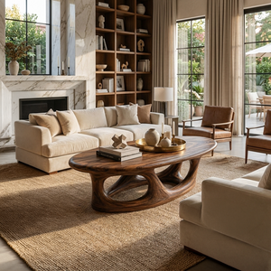 Organic Coffee Table With Hollow Sculptural Base For Living Room