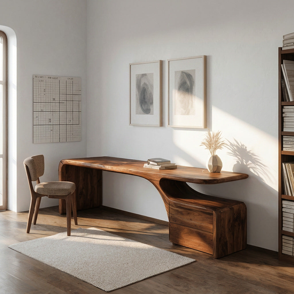 Organic Desk With Drawer Storage For Home Office