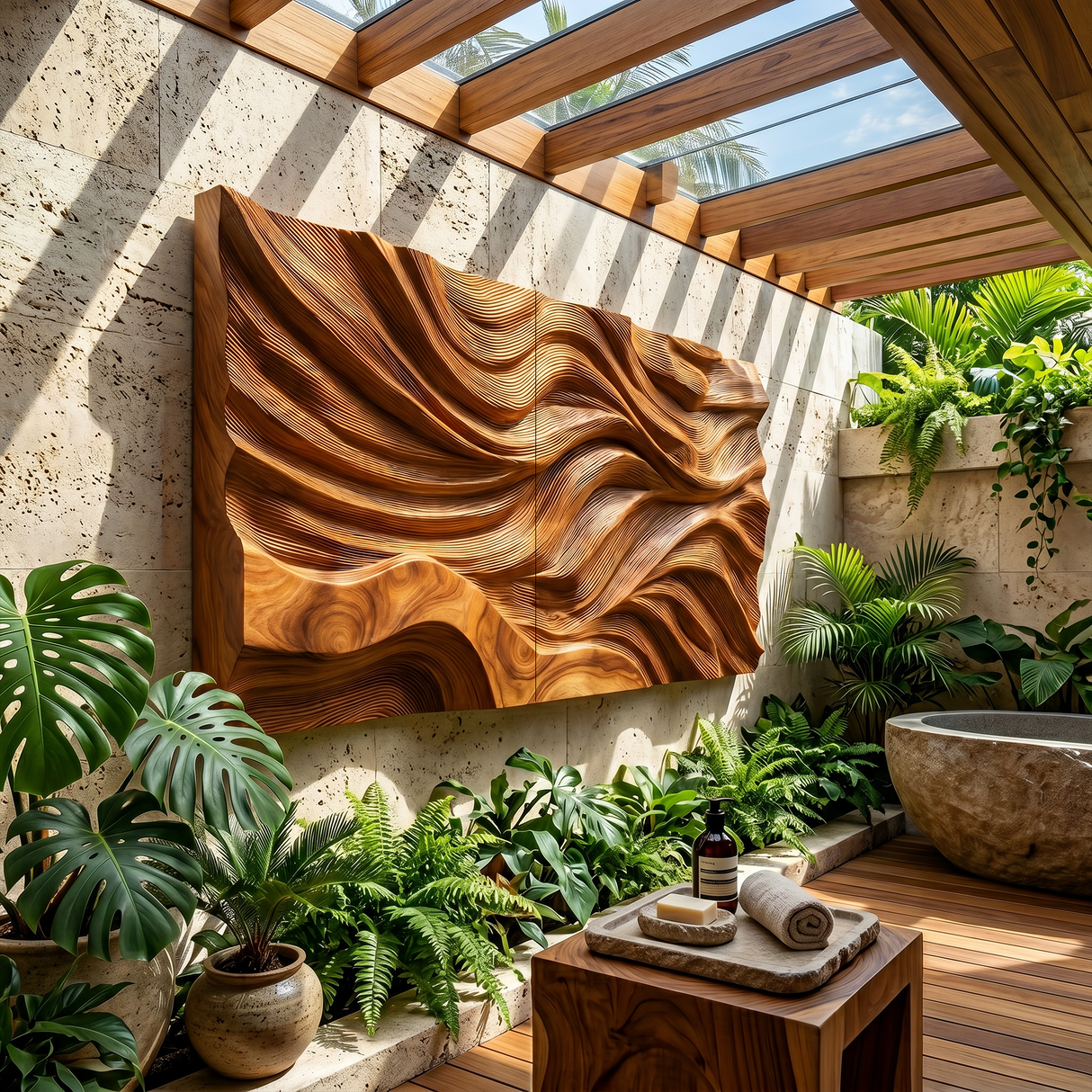 Rustic Sculpted Sunset Wood Wall Art Modern Luxury Interior