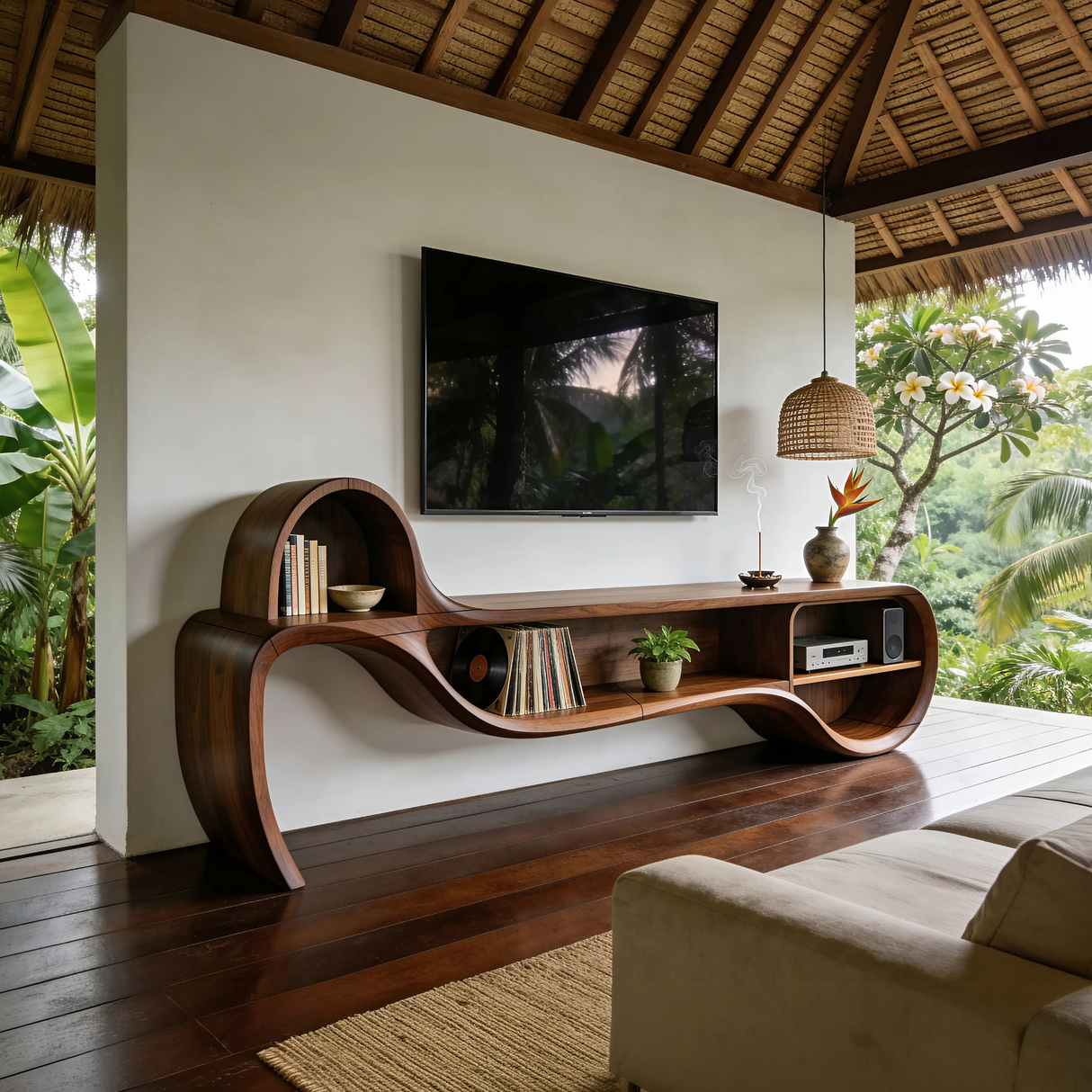Modern Floating TV Console For Family Lounge Interior