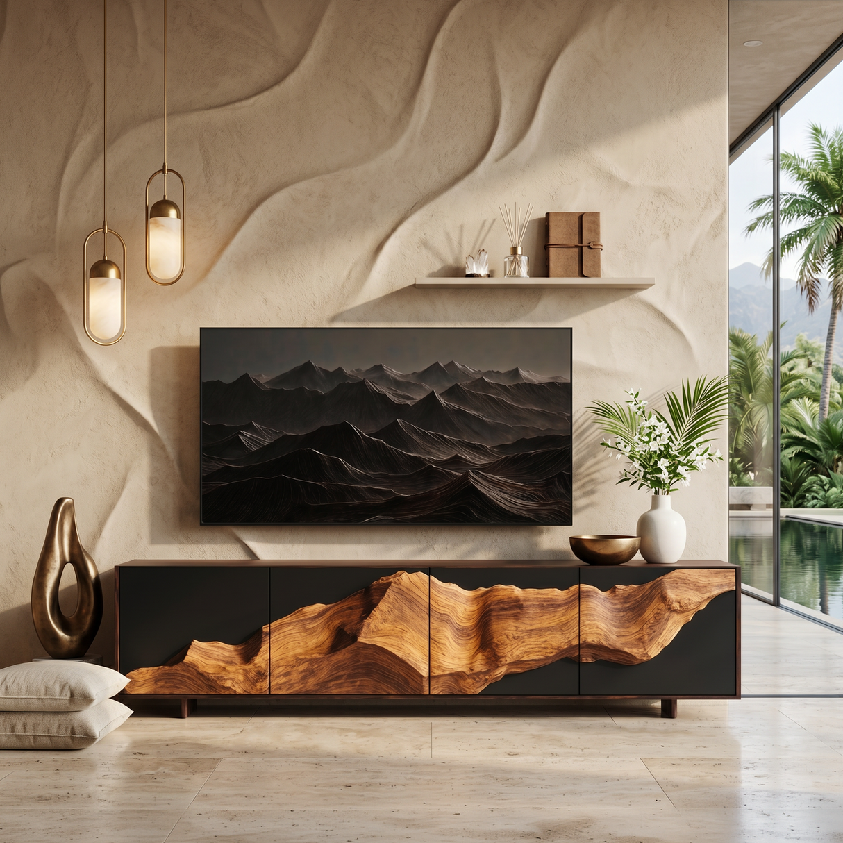 Farmhouse TV Console Table For Entryway Decor