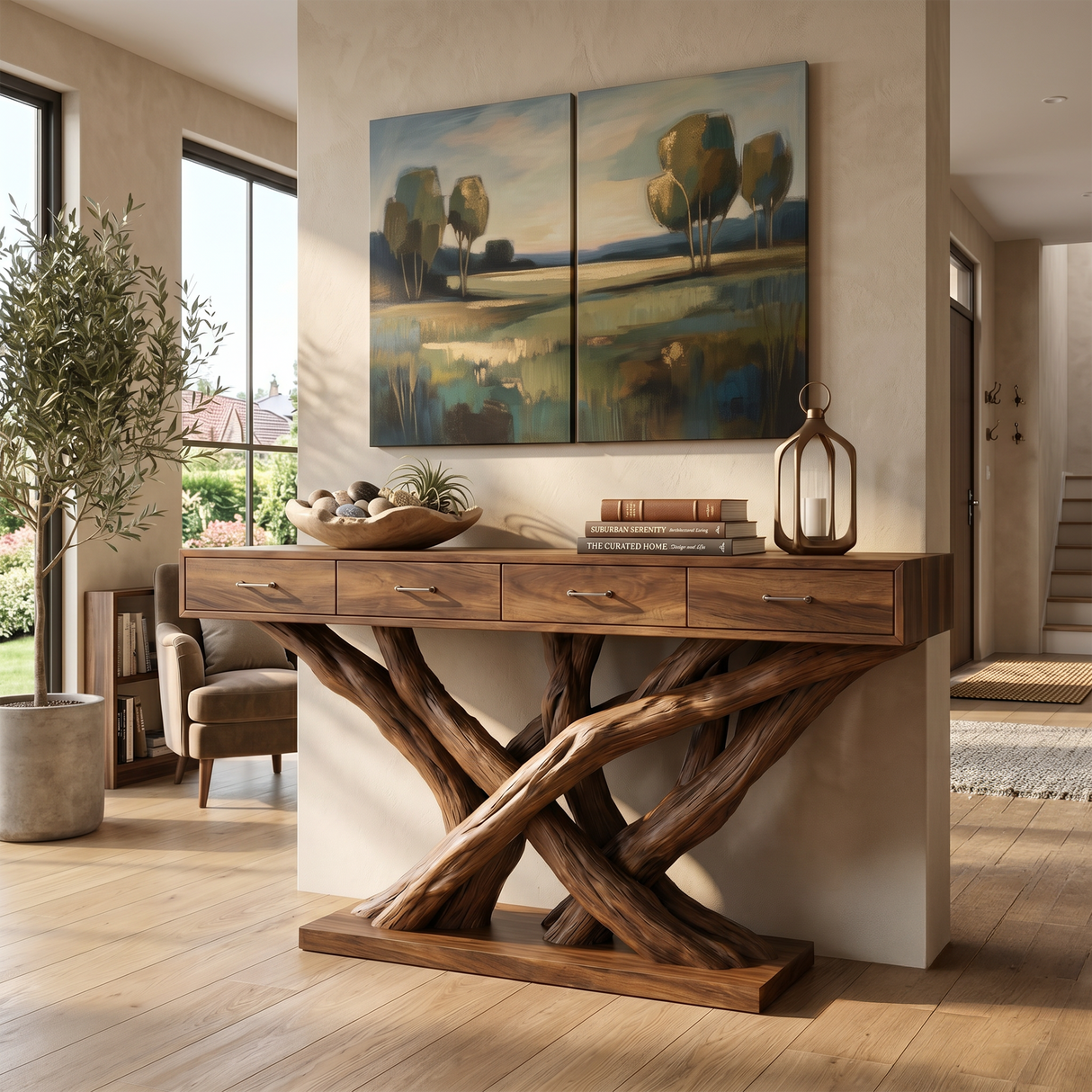 Organic Modern Twisted Root Console Table Luxury Entryway