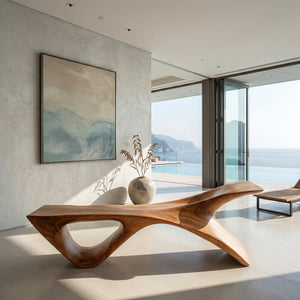 Organic Modern Sculptural Bench For Entryway