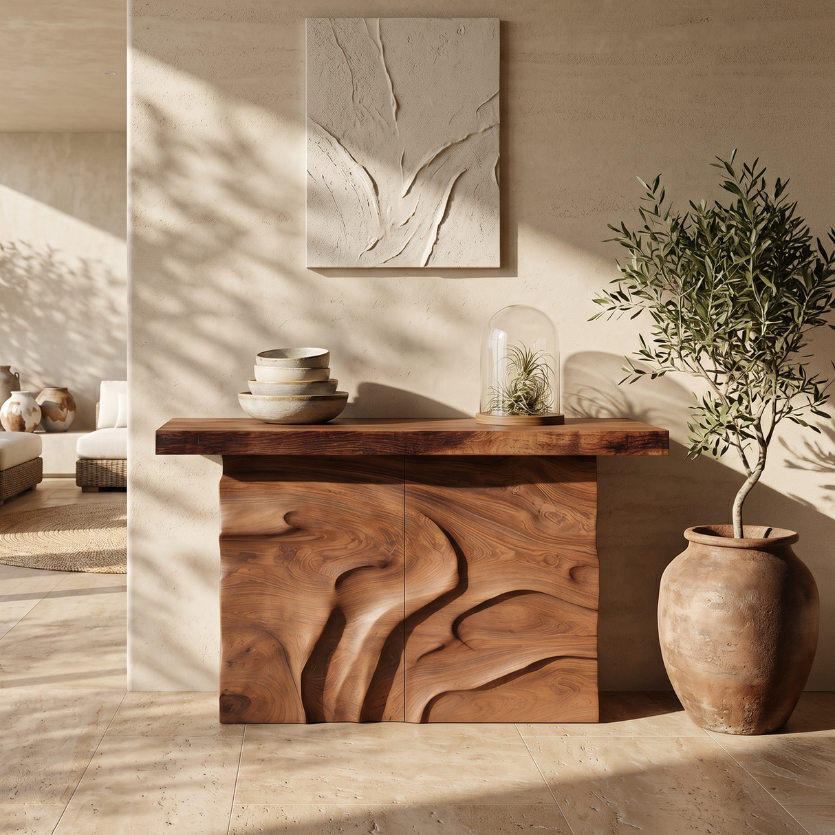Modern Textured Edge Display Table For Contemporary Living Space