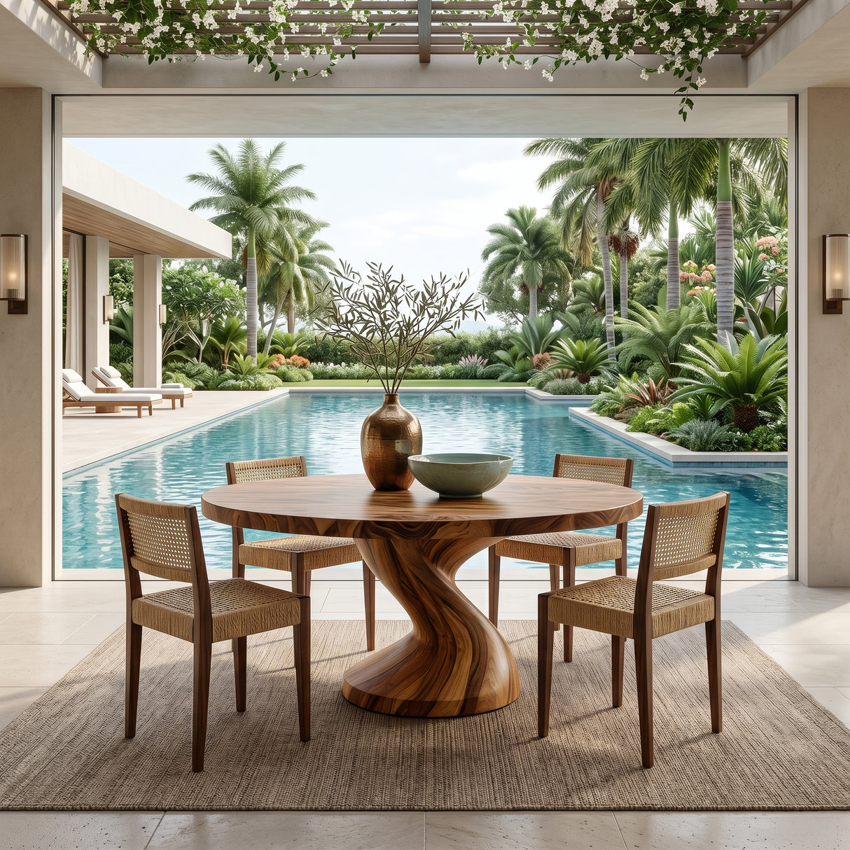 Modern Round Dining Table With Twisted Leg For Breakfast Nook