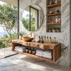 Rustic Solid Wood Vanity For Cozy Bathroom Furniture Decor
