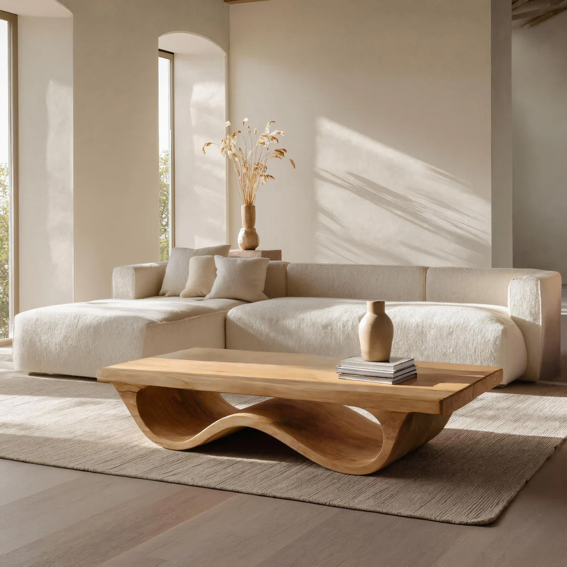 Contemporary Coffee Table Curved Leg Design For Living Room