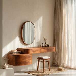 Modern Wooden Wall Mounted Makeup Vanity For Bedroom