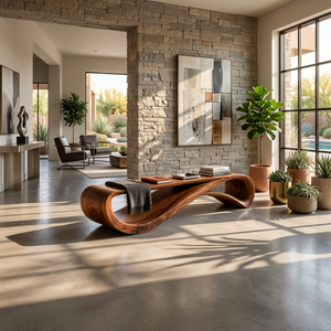 Contemporary Bench With Wave Shape For Living Room