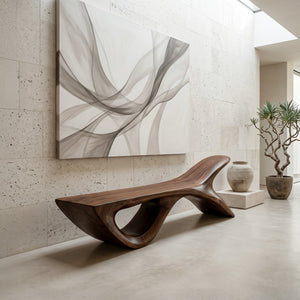 Luxury Wooden Bench With Fish Tail Shape For Living Room