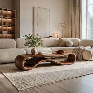 Sculptural Coffee Table With Undulating Base For Luxury Living Room