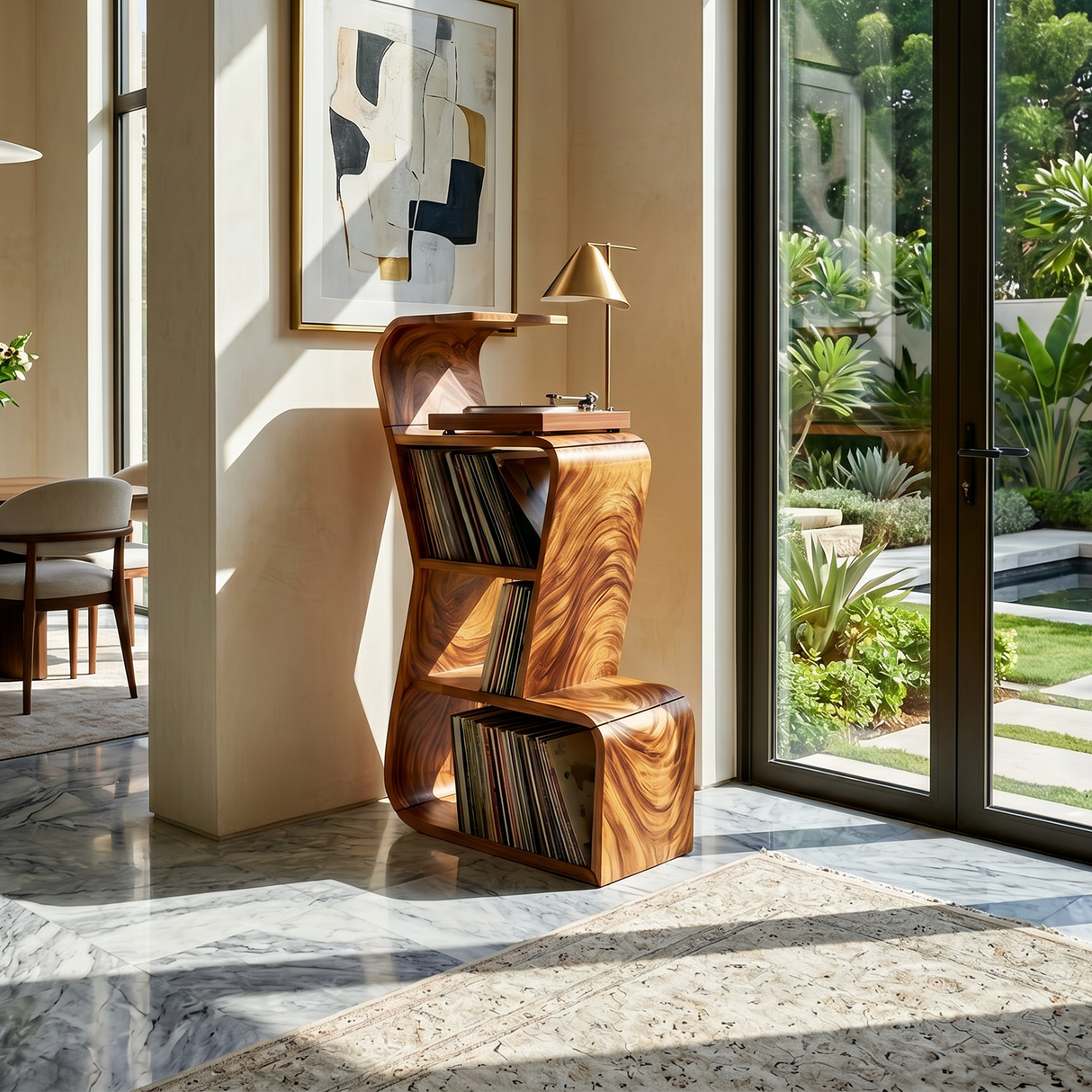 Modern Sculptural Vinyl Record Stand Luxury Residence