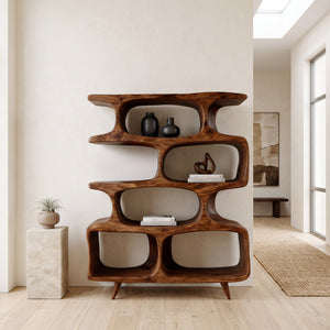 Modern Open Wooden Bookshelf For Beach House