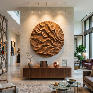 Round Carved Wall Sculpture For Living Room