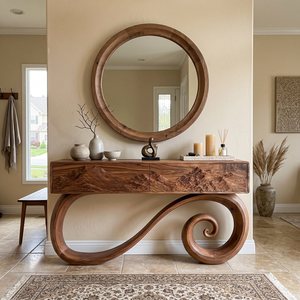Sculptural Console Table With Spiral Base For Elegant Entryway