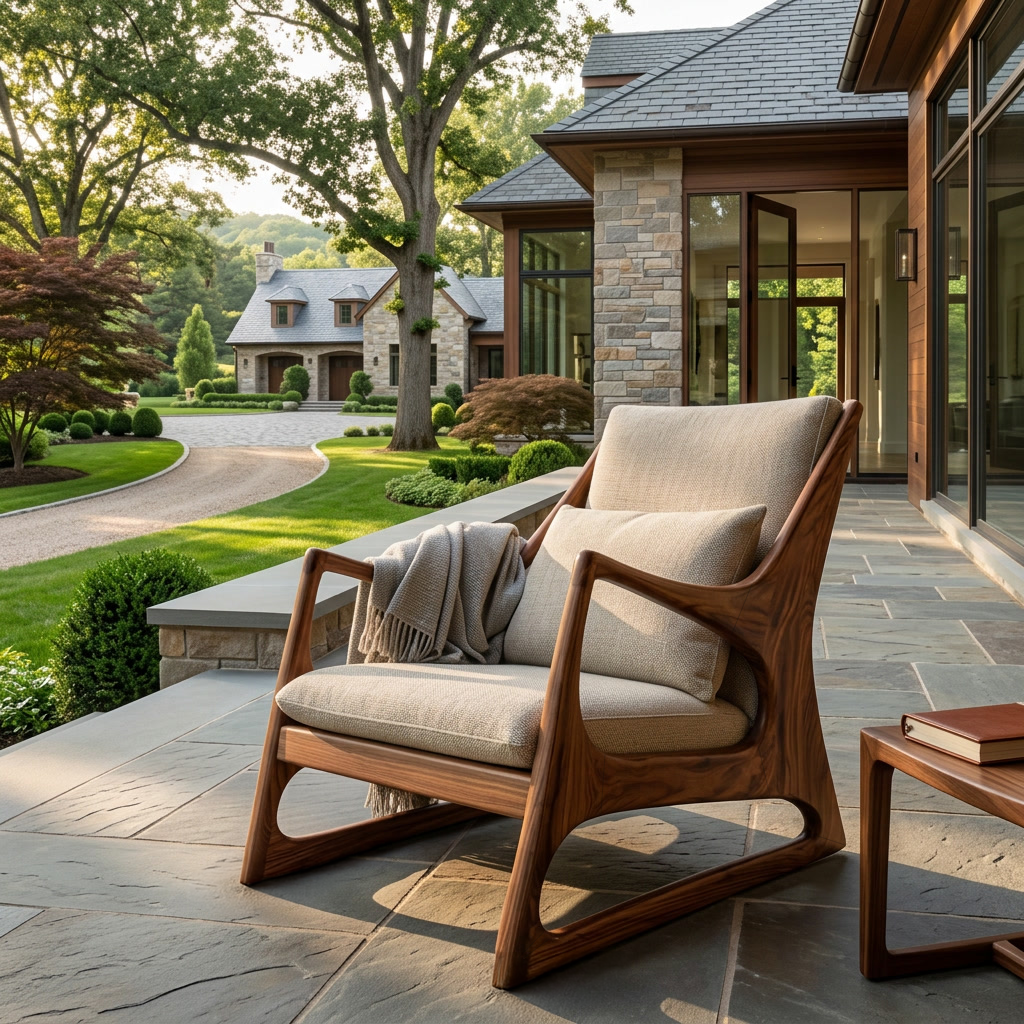 Organic Wooden Chair Curved Back Design For Home