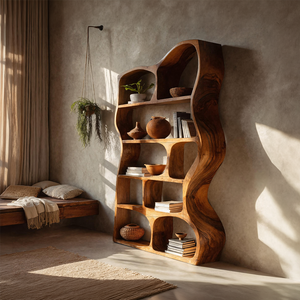 Mid Century Modern Sculptural Bookshelf Living Room Display