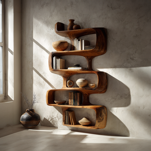 Mid Century Modern Abstract Bookshelf Dining Room Storage