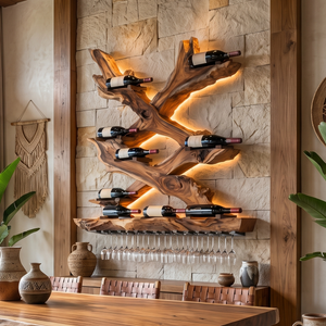 Mid Century Wine Rack For Living Room Bottle Display
