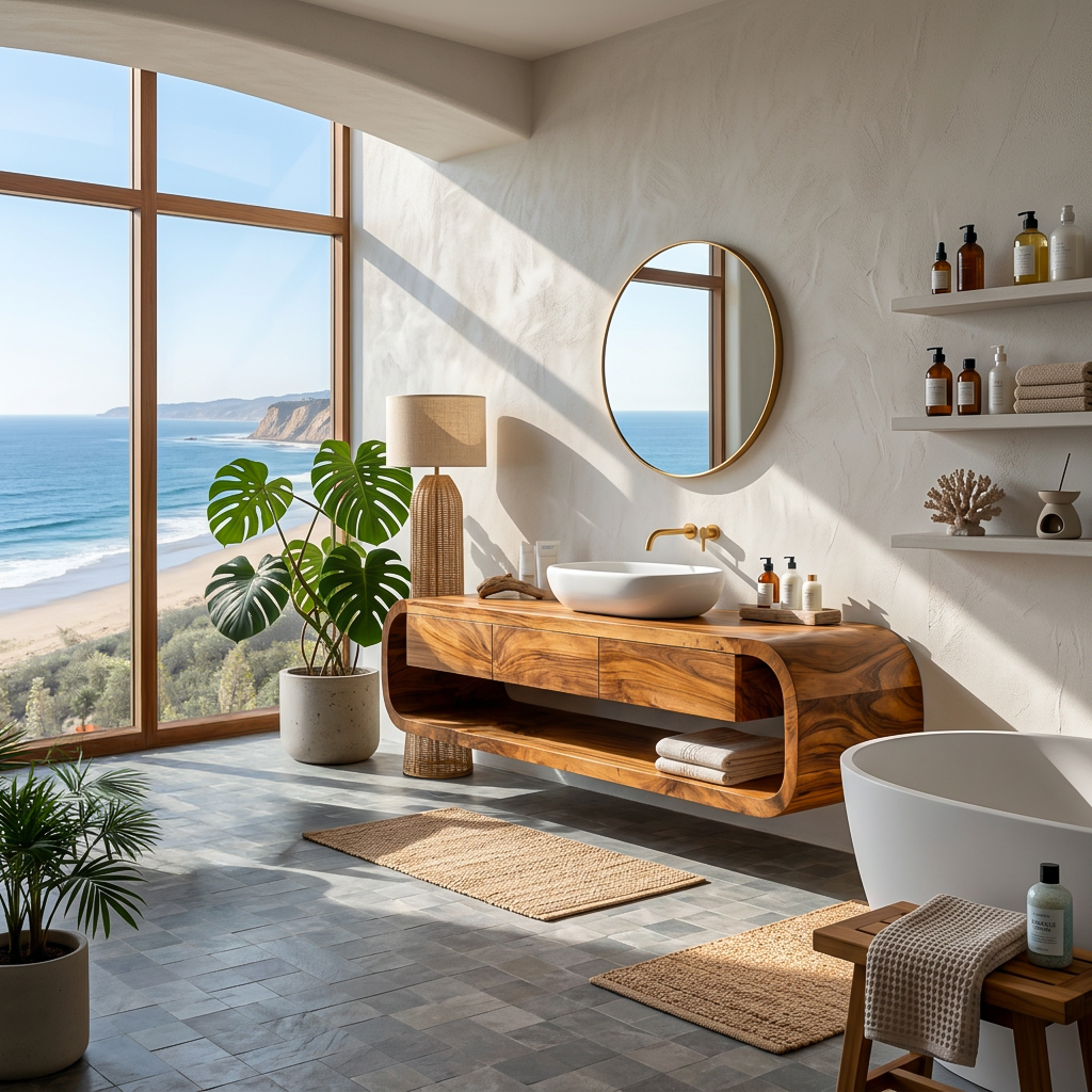 Wooden Wall Mounted Bathroom Vanity For Modern Bathroom Decor