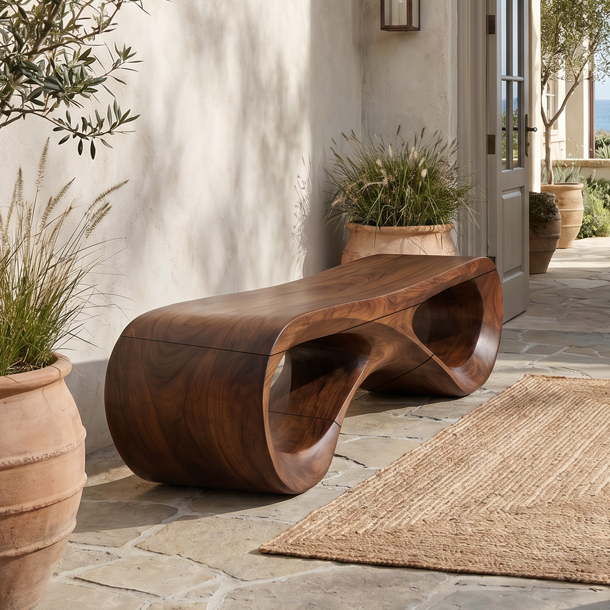 Modern Infinity Loop Bench For Living Room Interior
