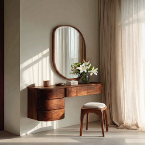 Minimalist Wall Mounted Vanity With Drawer For Sunlit Bedroom