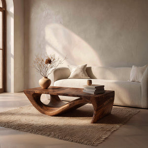 Modern Sculptural Wooden Coffee Table For Living Room