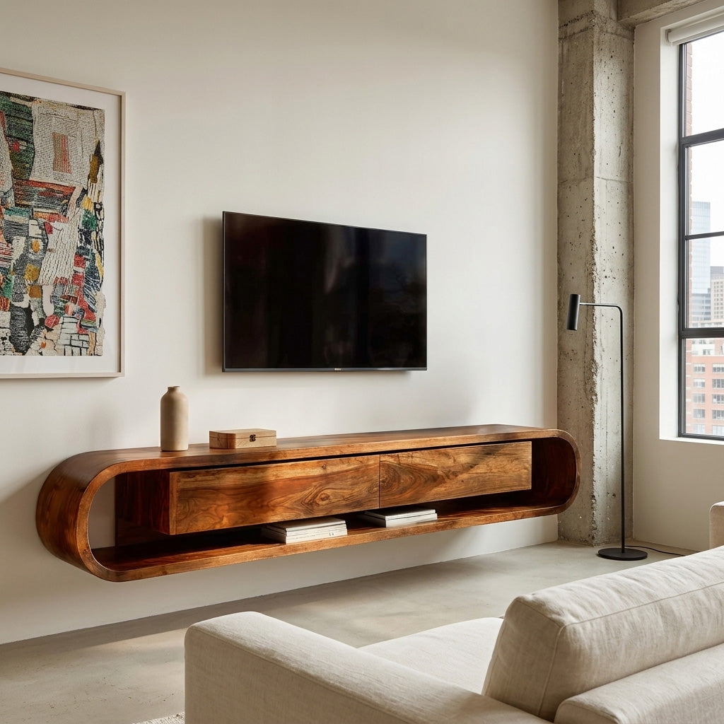 Organic Floating Sculptural TV Console For Living Room