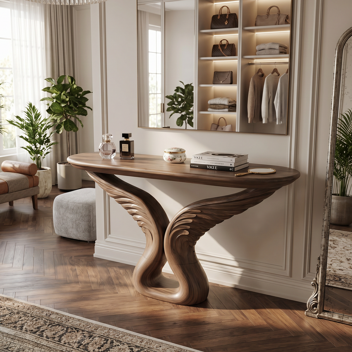 Organic Arch Base Console Table Contemporary Hallway