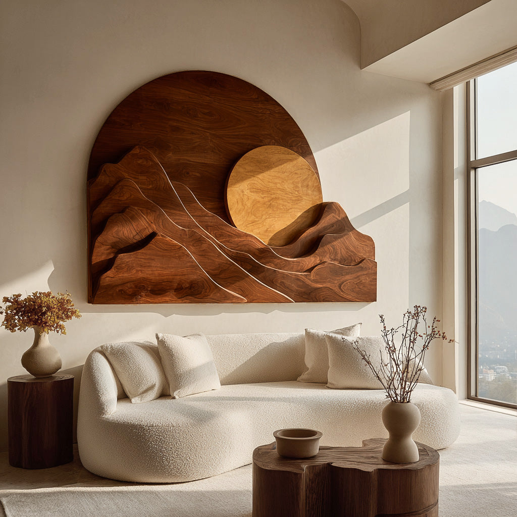 Organic Modern Mountain Wood Wall Art For Living Room