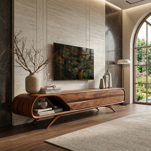 Mid Century Modern Wood TV Console For Living Room