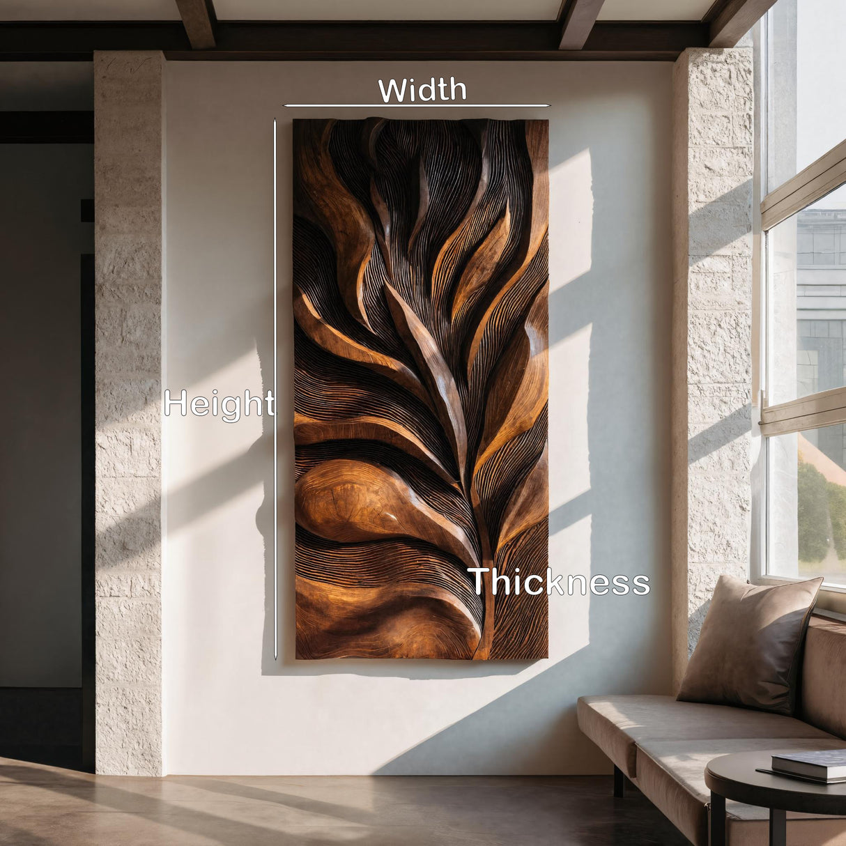 Modern Organic Wooden Feather Wall Panel For Living Room