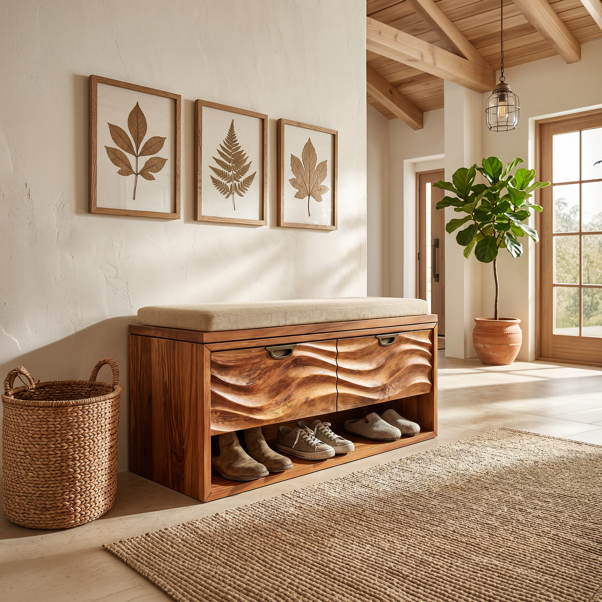 Minimalist Shoe Storage Cabinet For Condo Hallway Display Section