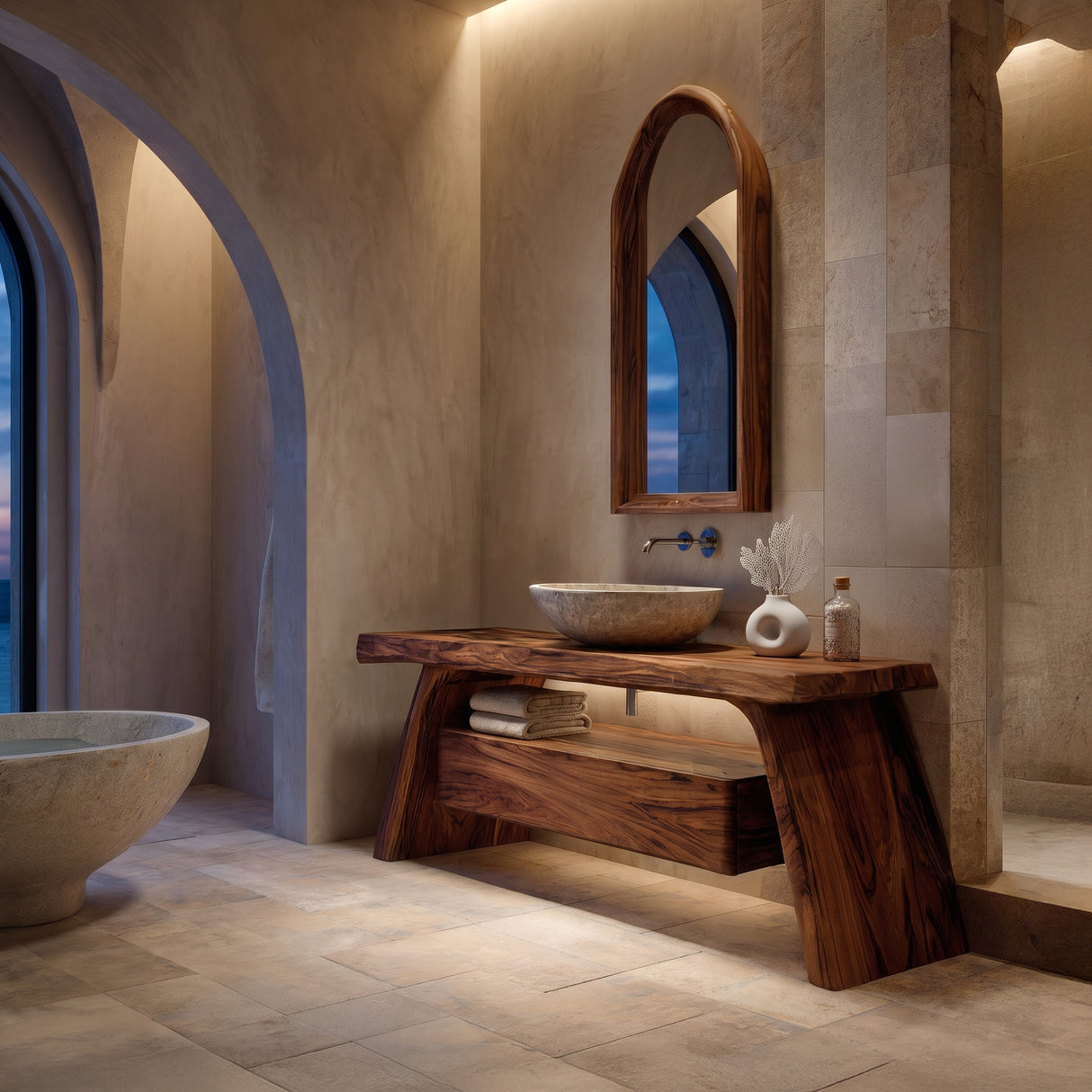 Modern Wooden Bathroom Vanity With Integrated Cabinet For Bathroom