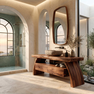 Contemporary Wood Bathroom Vanity With Drawer Storage For Bathroom