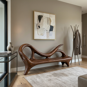 Modern Entryway Bench With Sculptural Form For Contemporary Interiors
