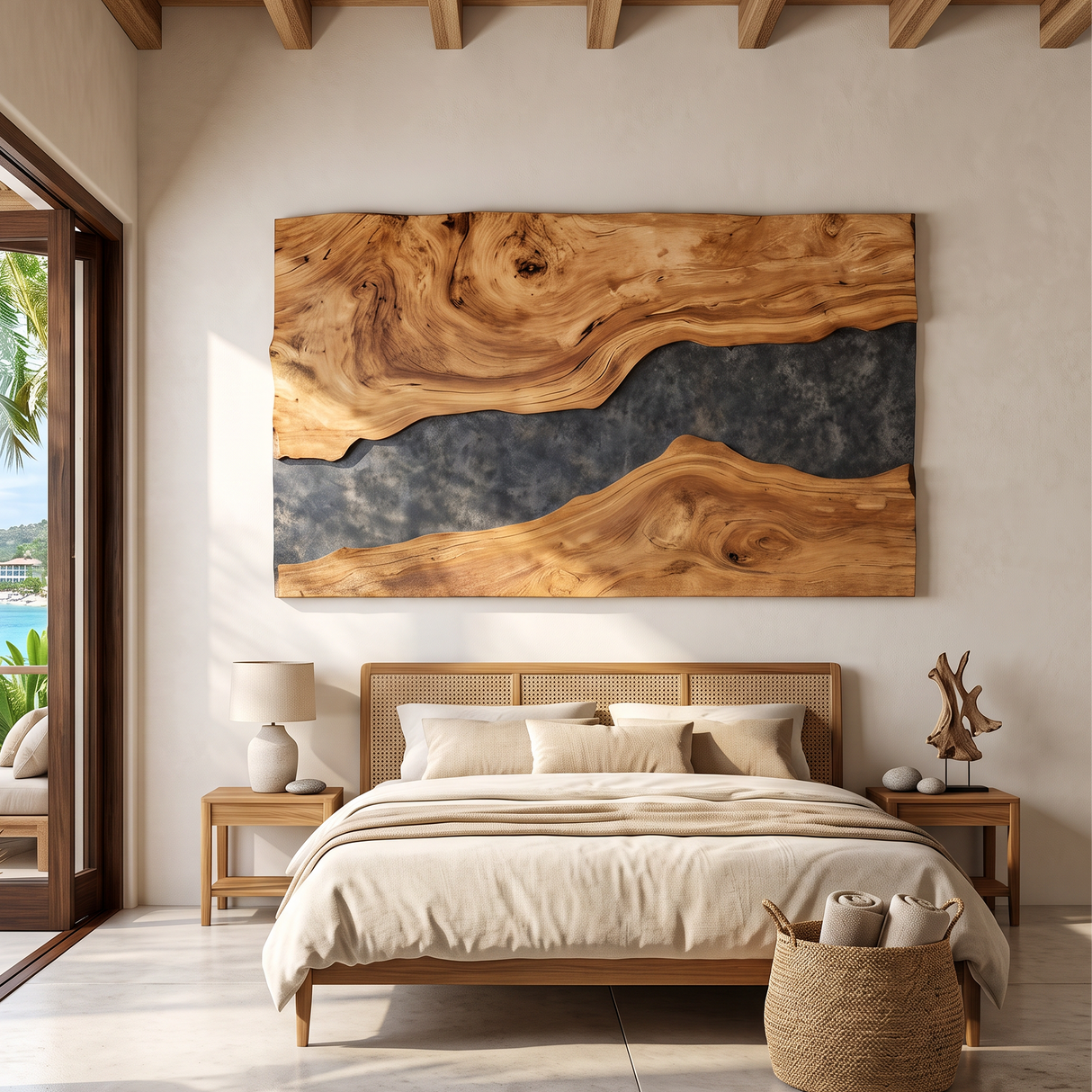 Mid Century Rectangular Wooden Wall Art For Living Room