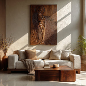 Modern Sacred Wood Carving Wall Art For Living Room