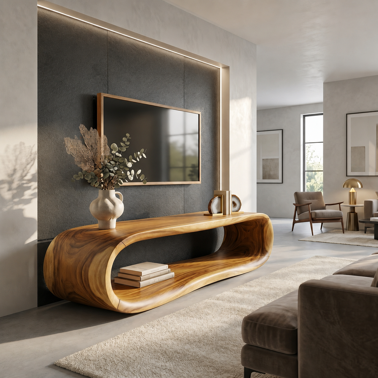 Luxury Sculptural TV Stand For Contemporary Living Room