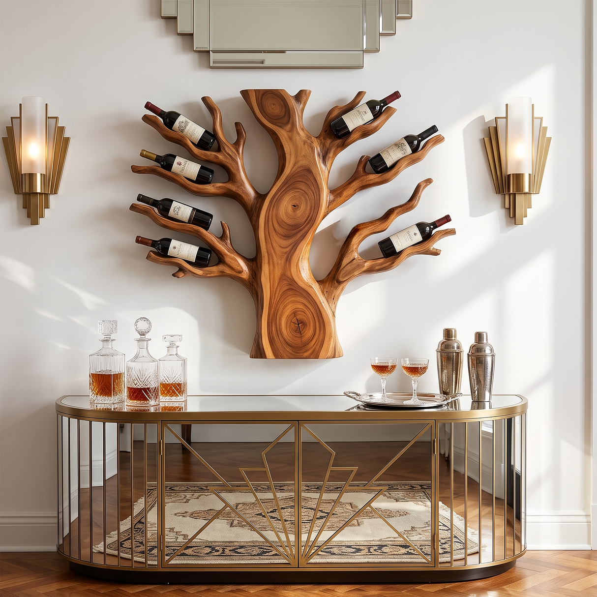 Coastal Floating Wine Rack For Living Room