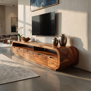 Luxury Monkeypod Media Console For Modern Interior