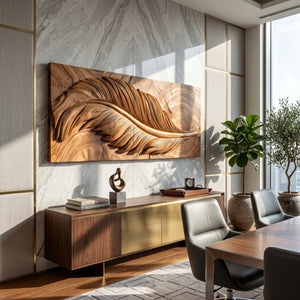 Luxury Wall Art With Feather Design For Dining Room