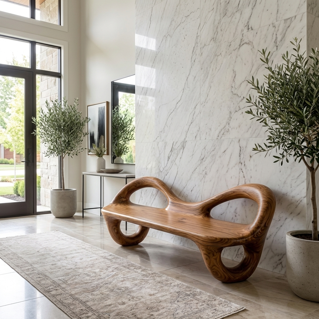 Organic Wooden Bench For Contemporary Home Decor